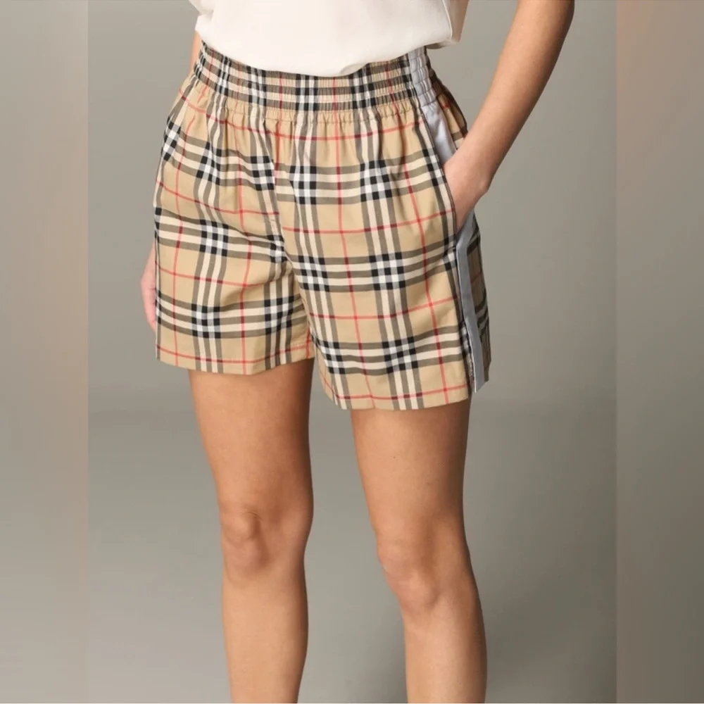 Burberry Audrey Shorts Nova Check Side Stripe Cotton US-6 S M - Picture 1 of 8